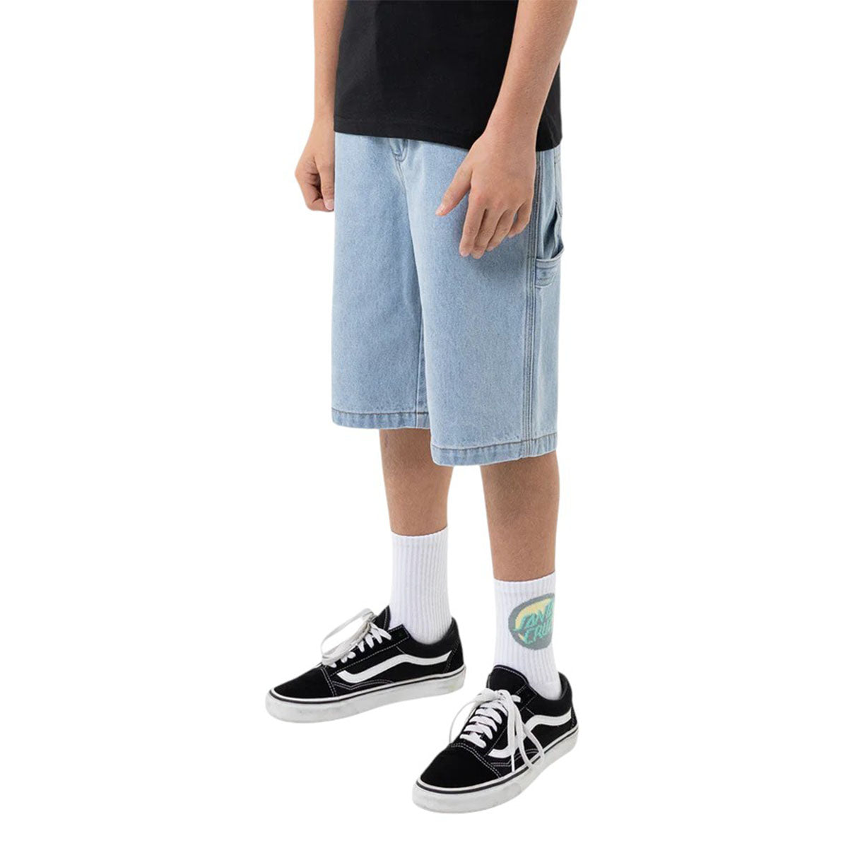 Santa Cruz - Classic Dot Youth Carpenter Shorts Light Washed Indigo.
