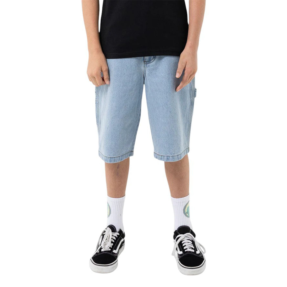 Santa Cruz - Classic Dot Youth Carpenter Shorts Light Washed Indigo.