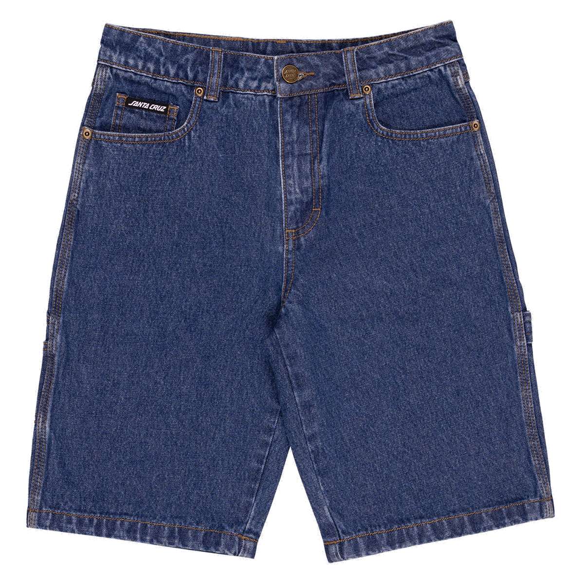Santa Cruz - Classic Dot Youth Carpenter Shorts Stone Wash Indigo - front view