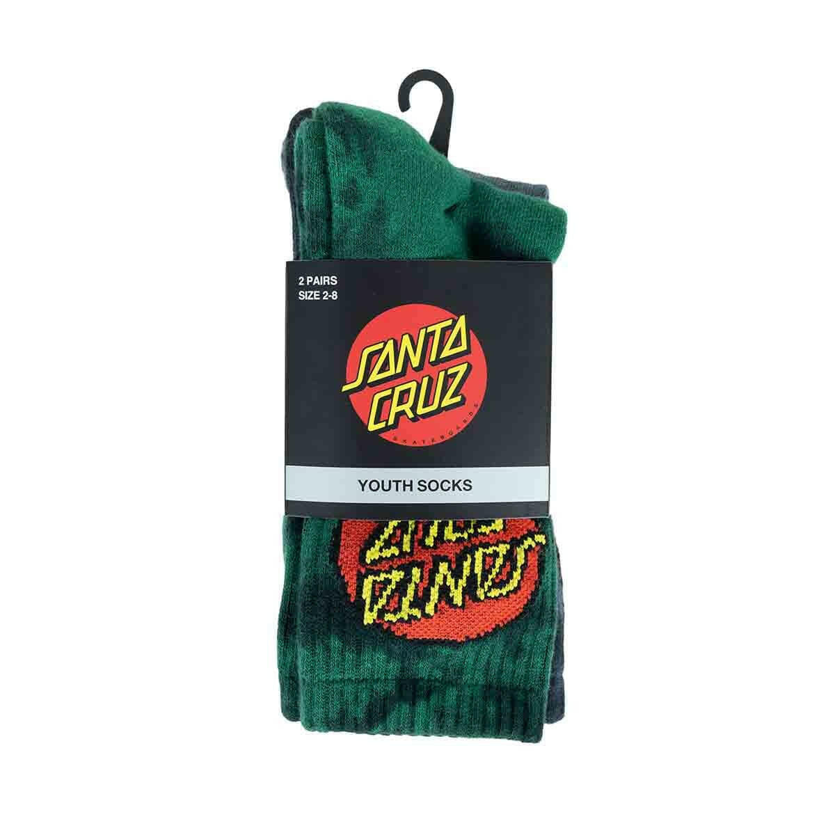 Santa Cruz - Classic Dot Tie Dye Crew 2 Pack Youth Socks.