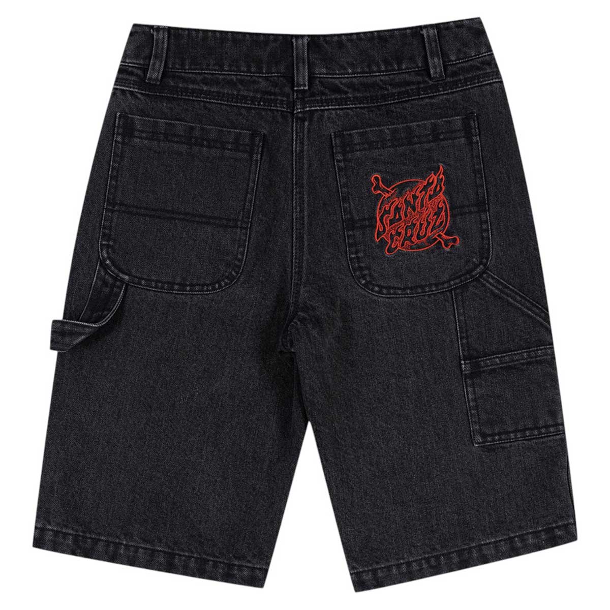 Santa Cruz Crossbone Dot Mono Youth Shorts Washed Black Back