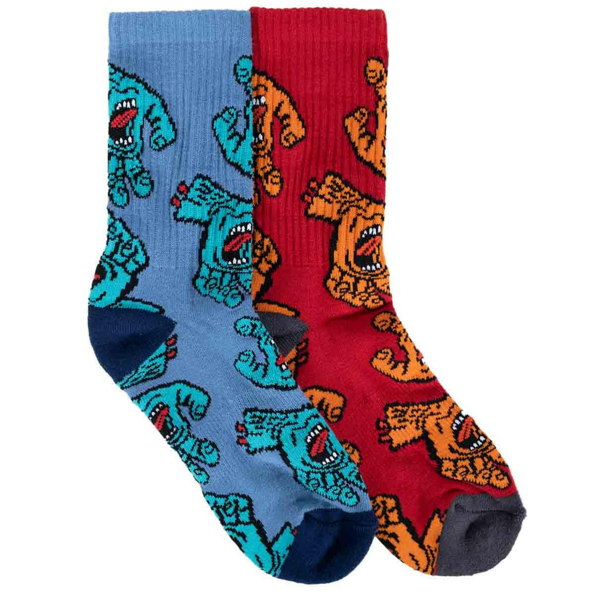 Santa Cruz - Crowded Hand Crew 2 Pack Youth Socks.