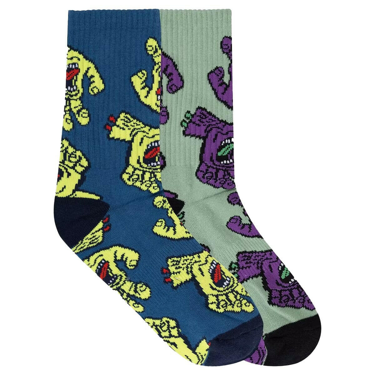 Santa Cruz - Crowded Hand 2 Pack Youth Socks.