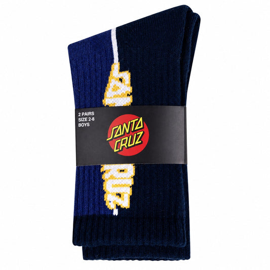 Santa Cruz Fisheye Strip Youth Crew Socks 2 Pack Dark Blue/Red - pack