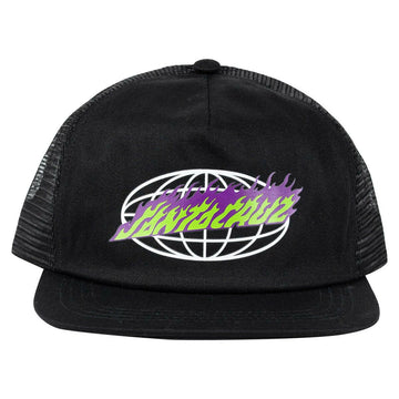 Santa Cruz - Global Flame Strip Youth Trucker Black.