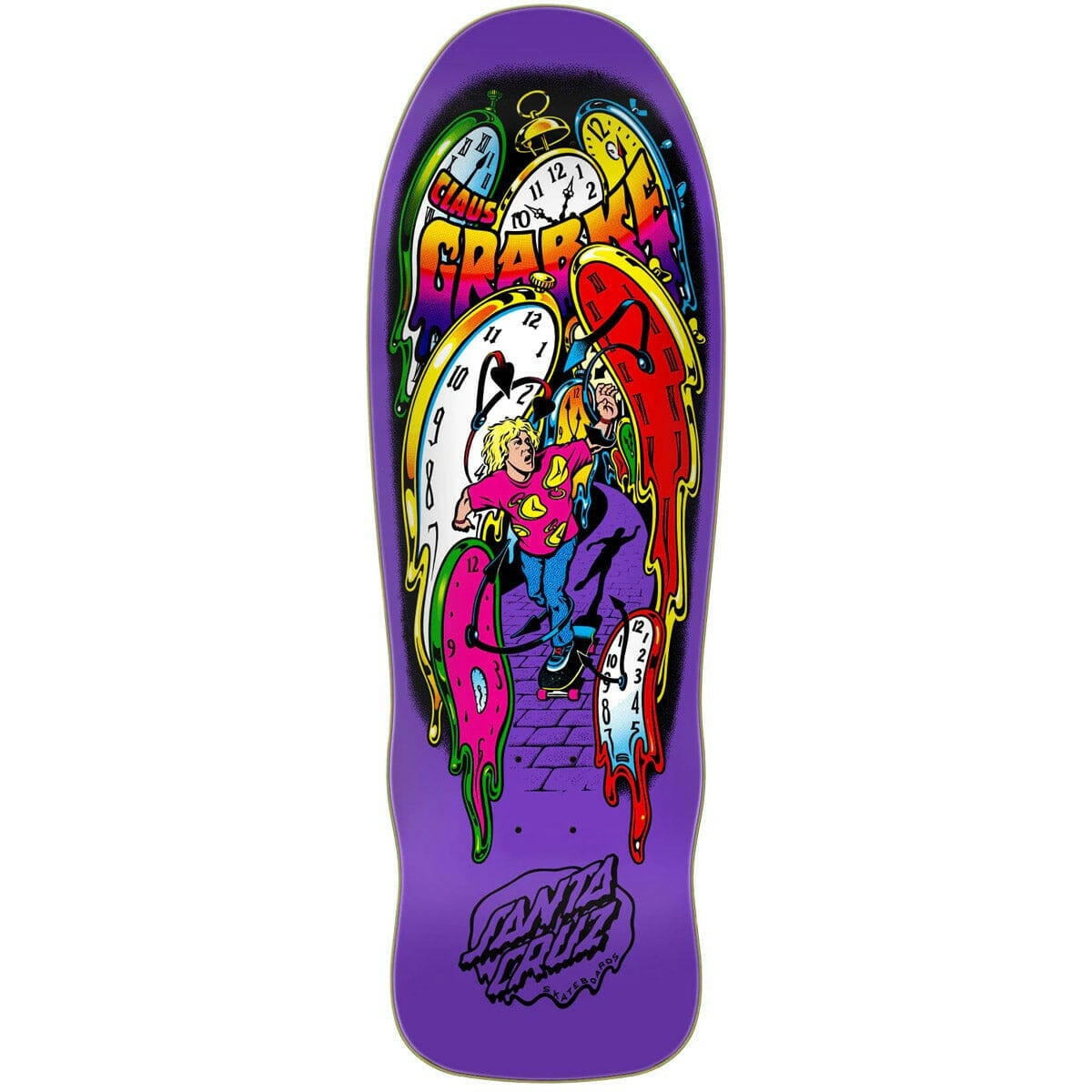 Santa Cruz - Claus Grabke Melting Clocks 9.7 Reissue Skateboard Deck.