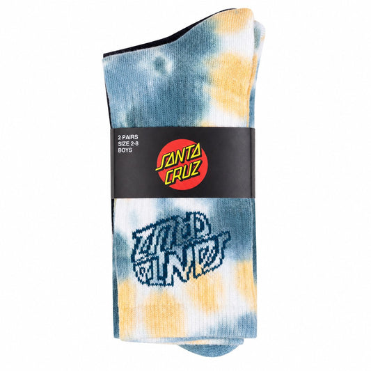 Santa Cruz Malba Crash Stack Youth Crew Socks 2 Pack Teal Tie Dye/Black Tie Dye - pack