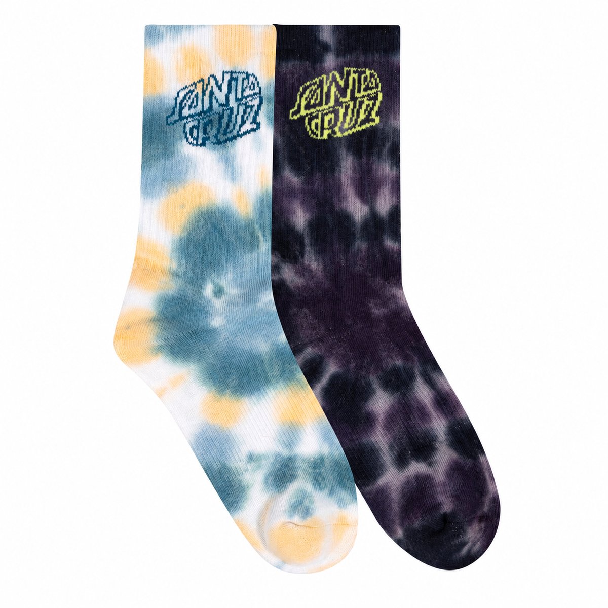 Santa Cruz Malba Crash Stack Youth Crew Socks 2 Pack Teal Tie Dye/Black Tie Dye - pairs