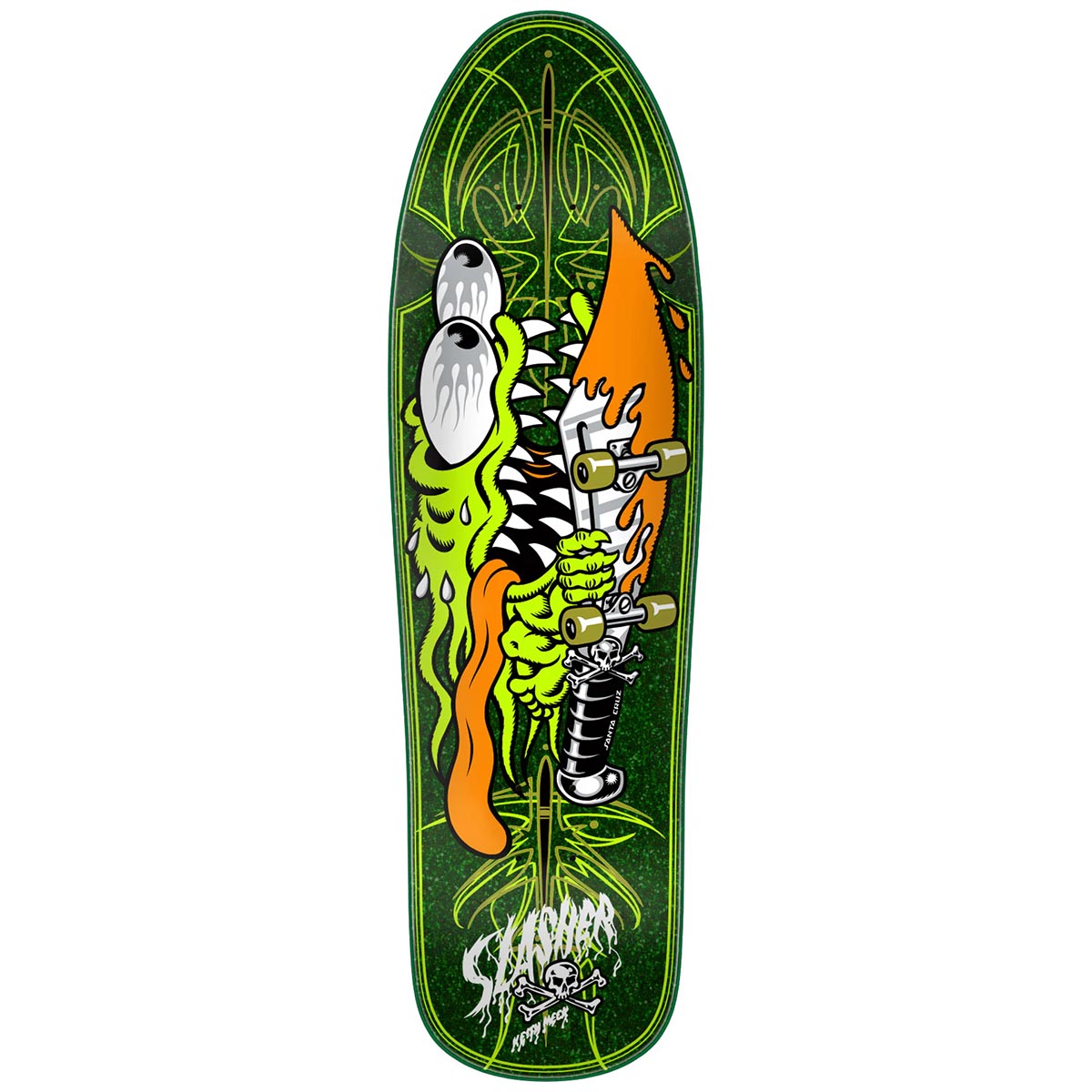 Santa Cruz - Keith Meek Pinstripe Slasher Green 9.23 Skateboard Deck.