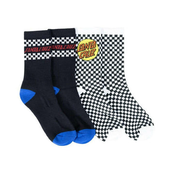 Santa Cruz - SC Multi Check Crew 2 Pack Youth Socks.