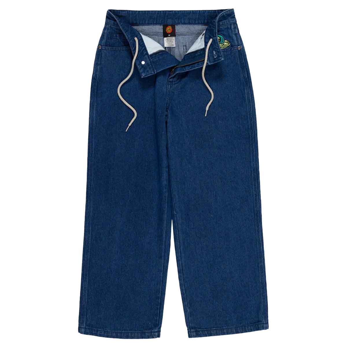 Santa Cruz Multi Stack Alien Youth Jeans Stone Washed Indigo Drawstring
