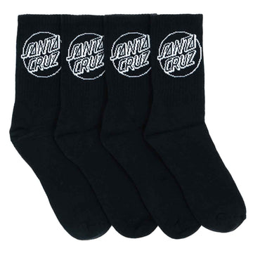 Santa Cruz Opus Dot Crew Socks 4 Pack Black