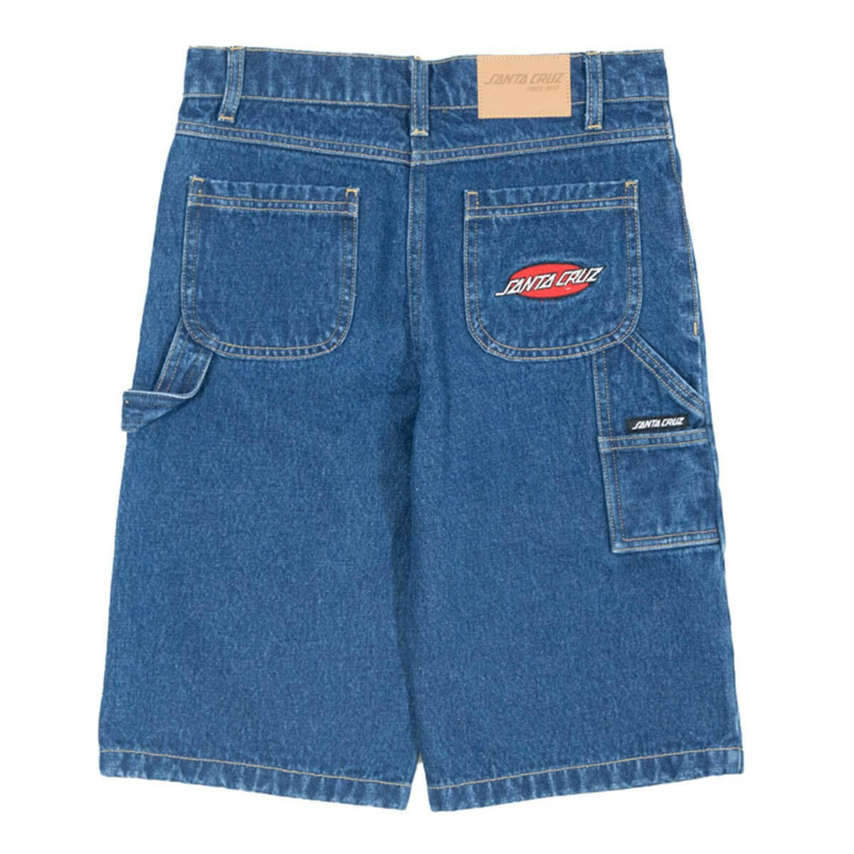 Santa Cruz - Oval Strip Youth Carpenter Shorts Washed Indigo.