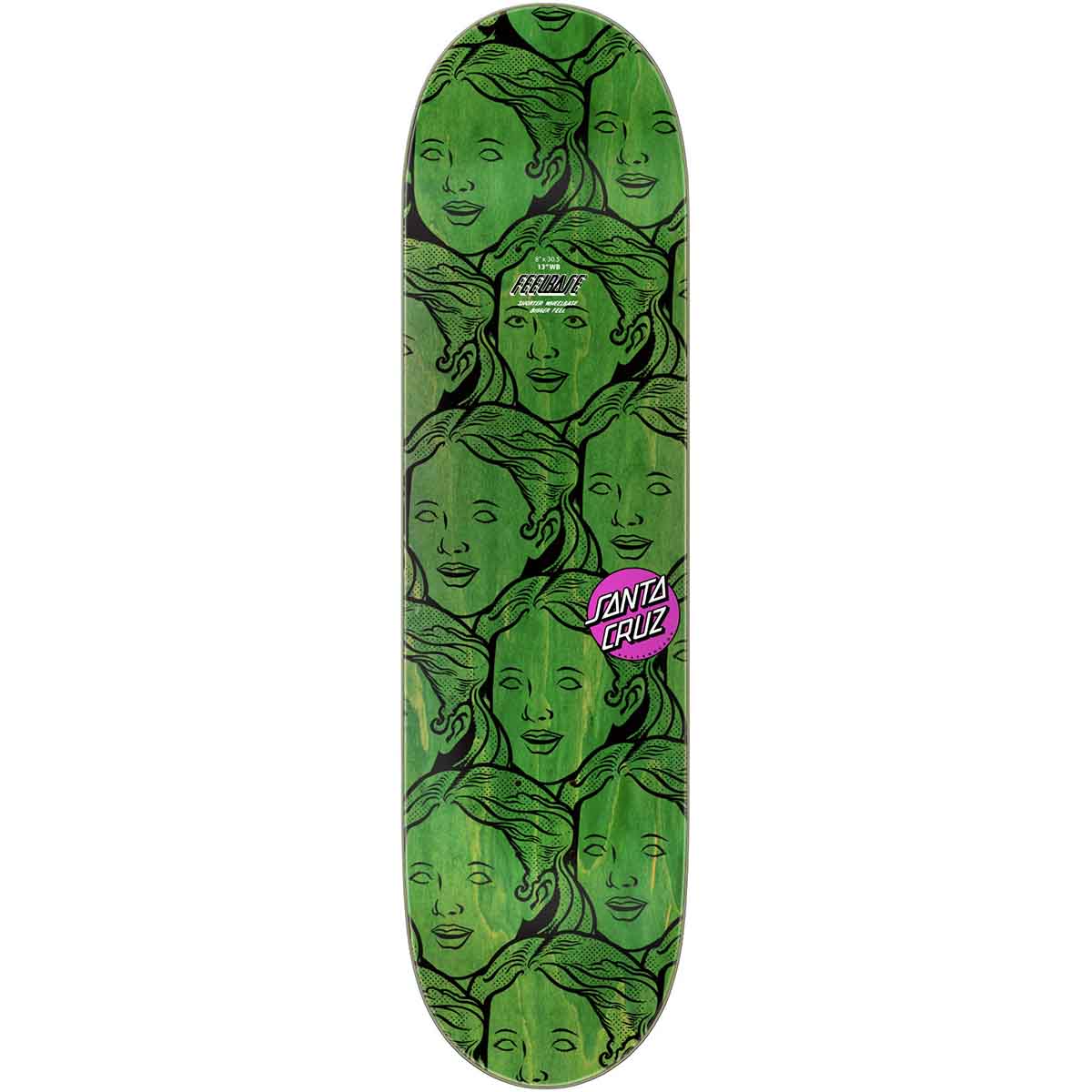 Santa Cruz Possessed Head FeelBase 8.0 Skateboard Deck Top
