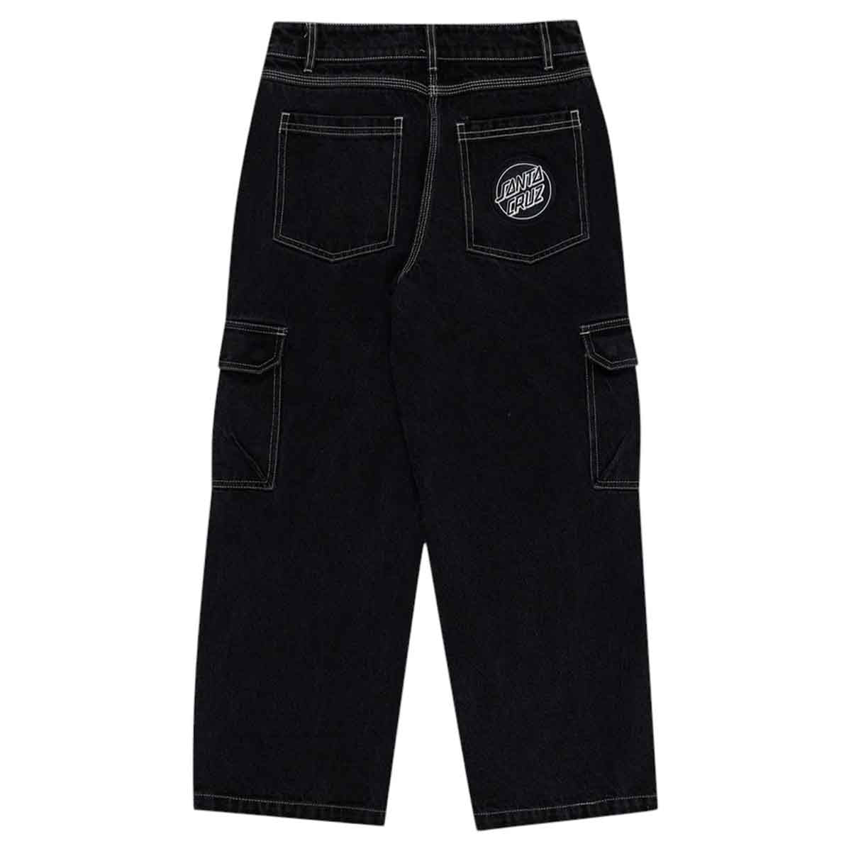 Santa Cruz Reverse Dot Patch Youth Cargo Jeans Washed Black Back