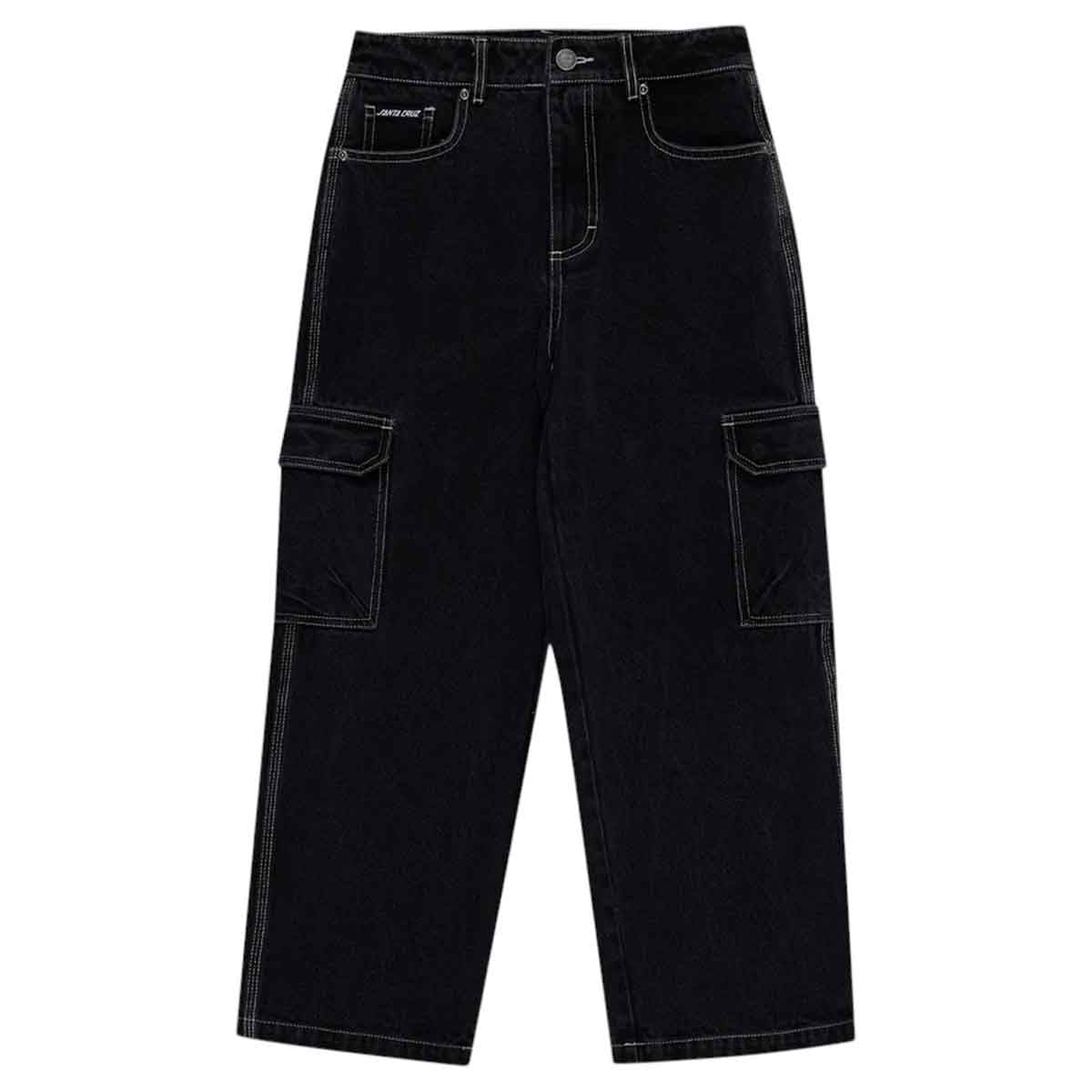 Santa Cruz Reverse Dot Patch Youth Cargo Jeans Washed Black