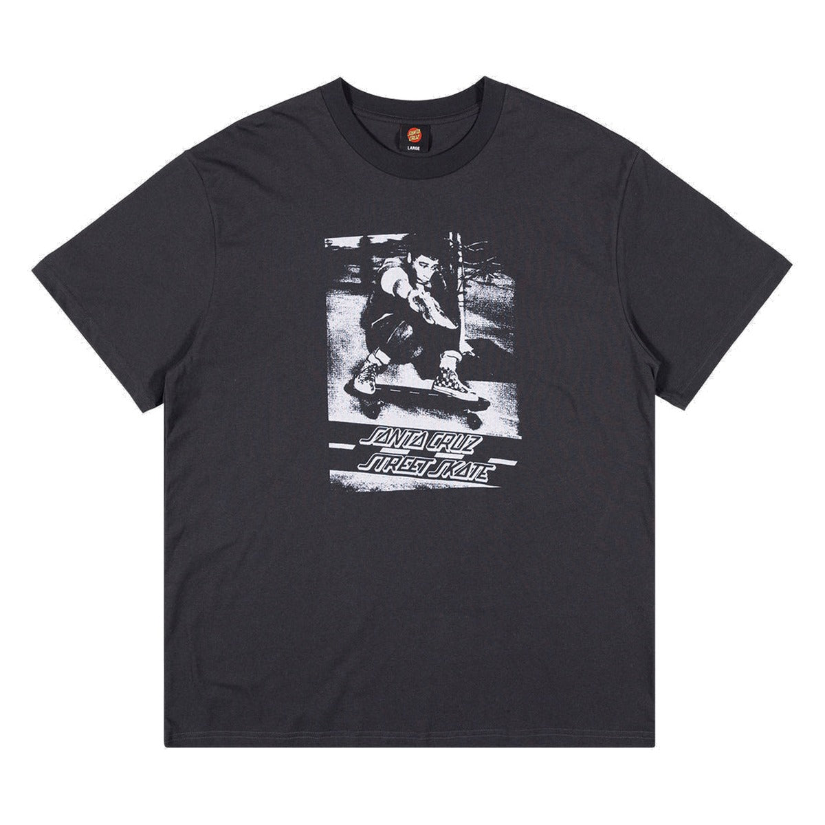 Santa Cruz - Salba Street Skate Ad Front Tee Washed Off Black - front view