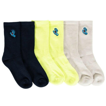 Santa Cruz - Screaming Hand Crew 3 Pack Youth Socks.