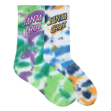Santa Cruz Stack Strip Youth Socks Blue/Green Tie Dye