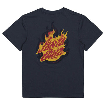 Santa Cruz - Ultimate Flame Dot Centre Youth Tee Charcoal.