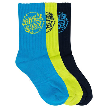 Santa Cruz - Vivid Dot Mono 3 Pack Youth Socks.