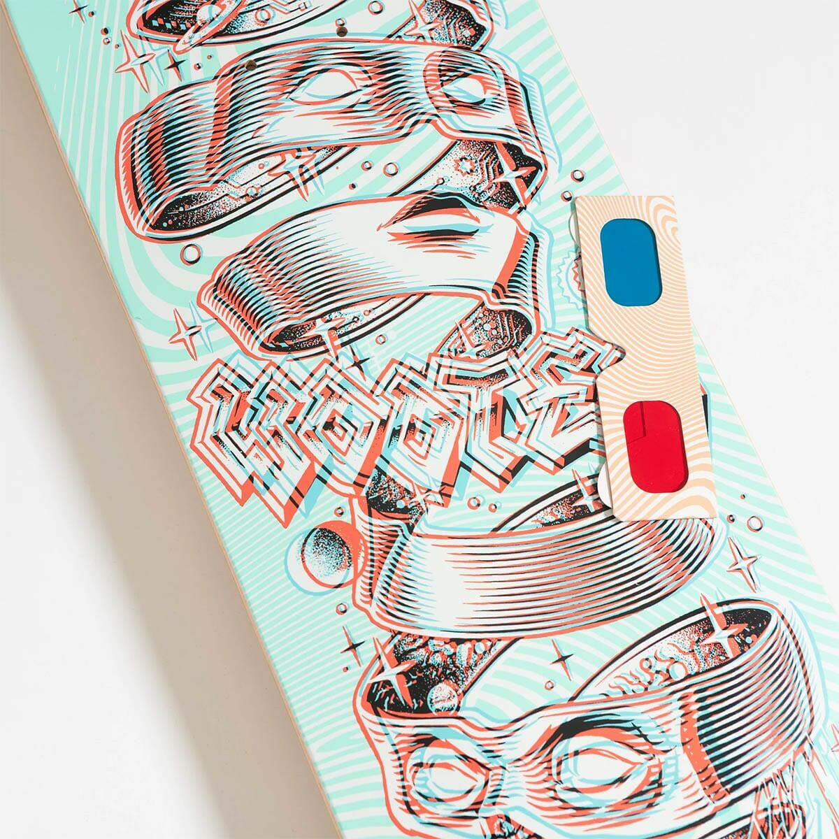 Santa Cruz - Jake Wooten Unwound Anaglyph 8.5 Skateboard Deck.