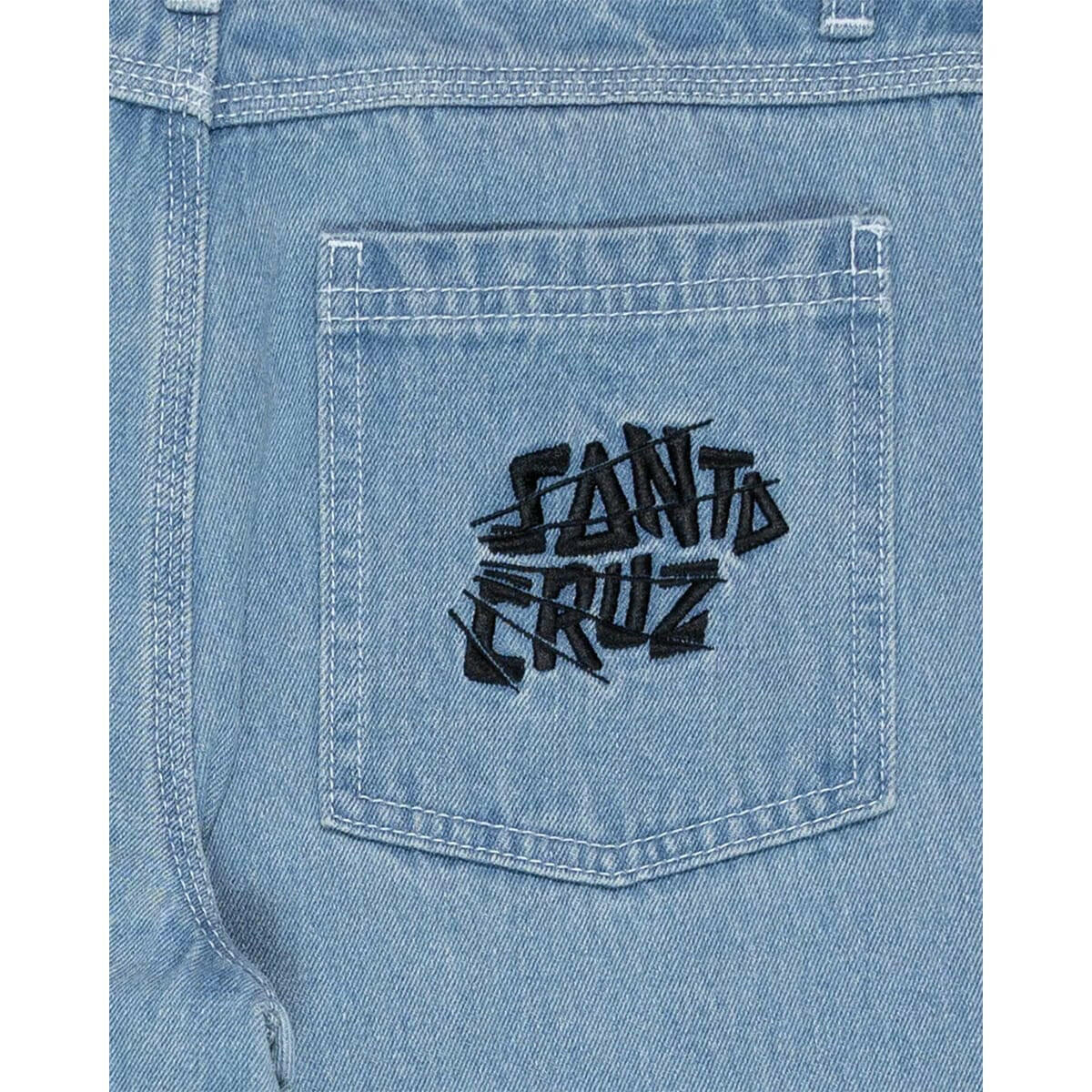 Santa Cruz - Yelling Stack Youth Baggy Jeans Mid Blue Denim.