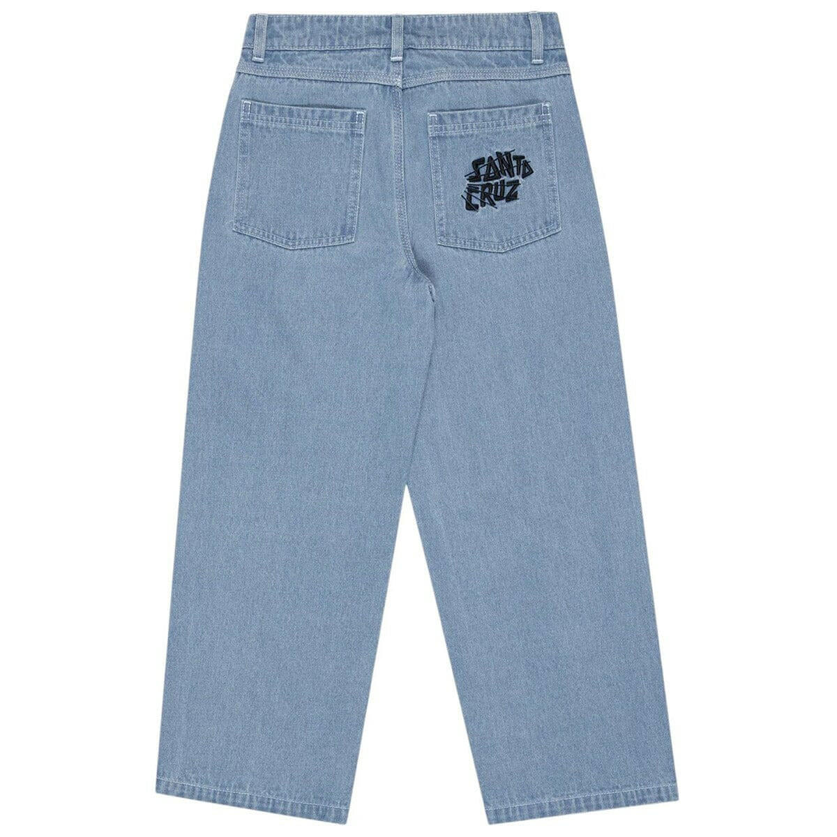 Santa Cruz - Yelling Stack Youth Baggy Jeans Mid Blue Denim.