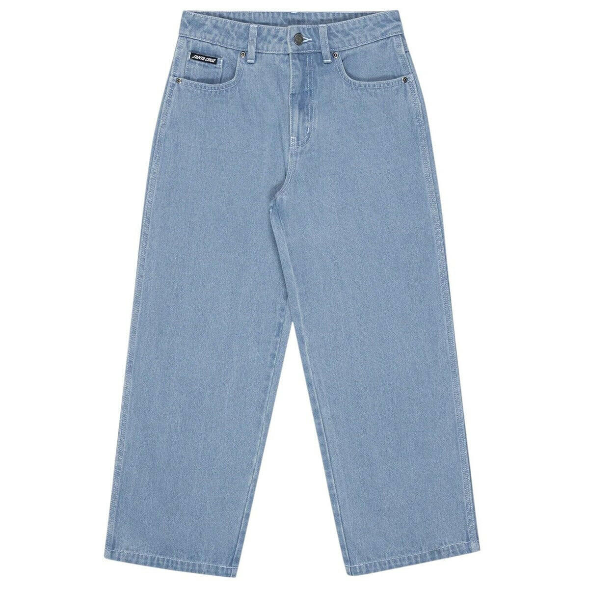 Santa Cruz - Yelling Stack Youth Baggy Jeans Mid Blue Denim.