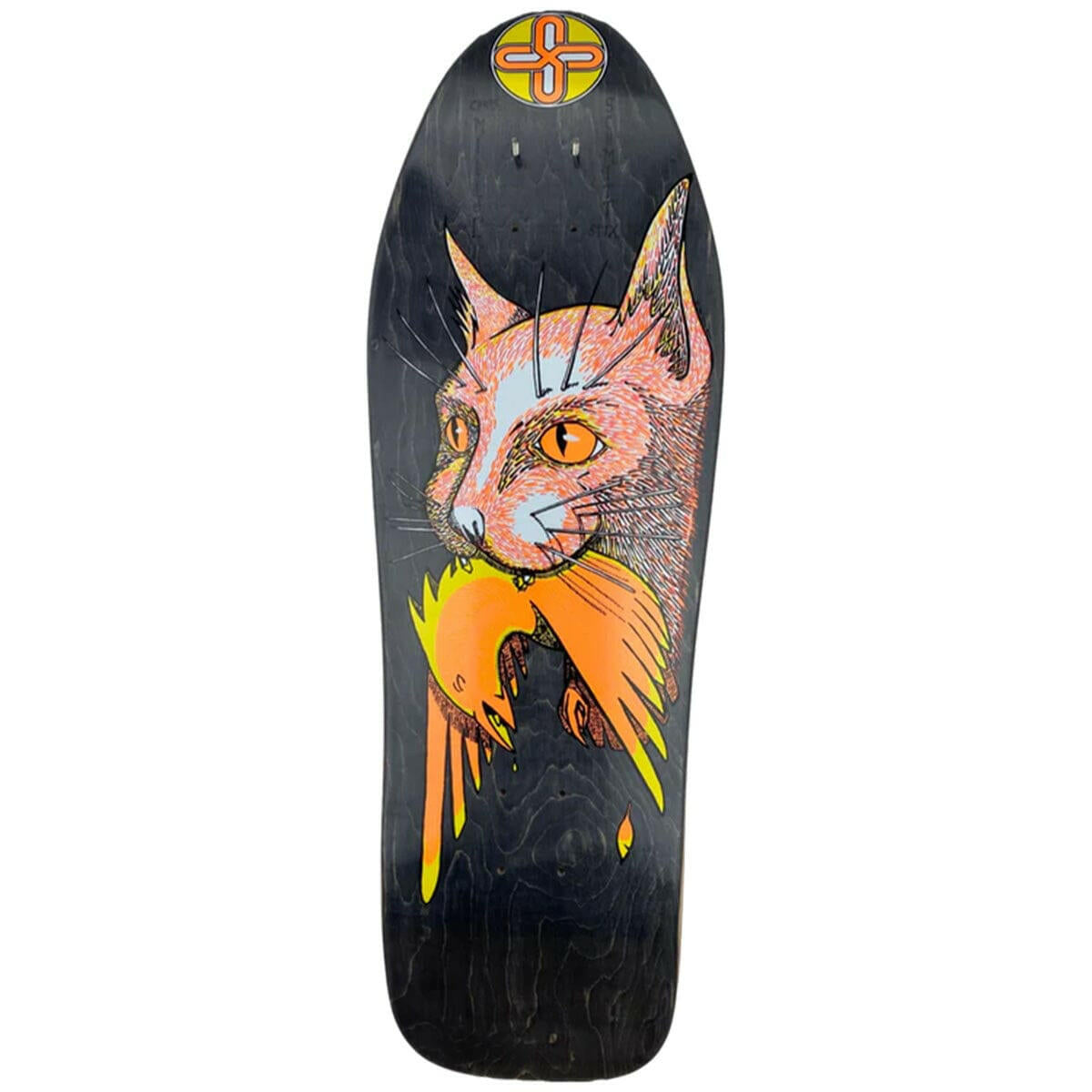 Schmitt Stix - Chris Miller III Bird In Mouth Black 10.0 Reissue Skateboard Deck.