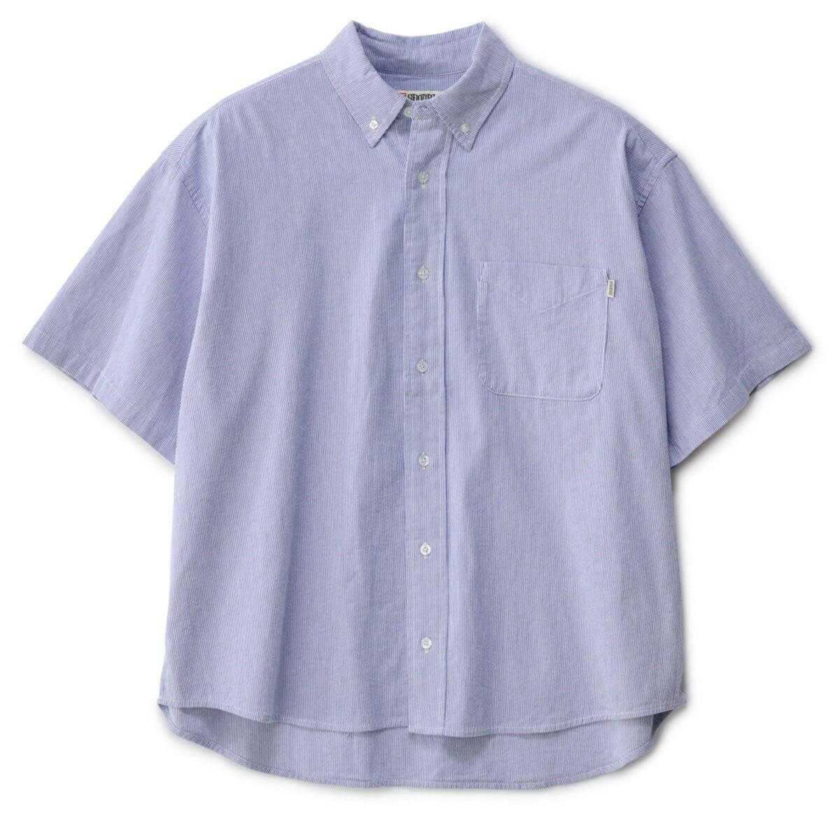 S/Double - Classic Oxford S/S Shirt Navy Stripe.