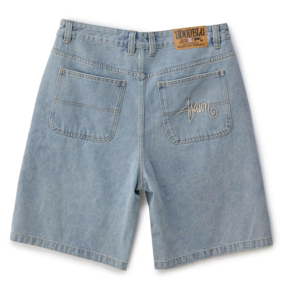 S/Double - Emb Denim Standard Shorts Fade Wash.