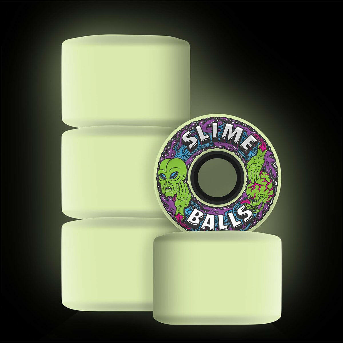 Slime Balls - Alien OG Slime GITD 60MM 78A Skateboard Wheels.