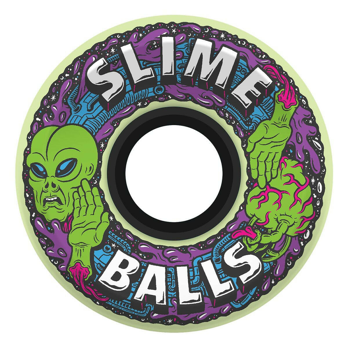 Slime Balls - Alien OG Slime GITD 60MM 78A Skateboard Wheels.