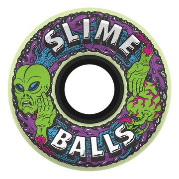 Slime Balls - Alien OG Slime GITD 60MM 78A Skateboard Wheels.