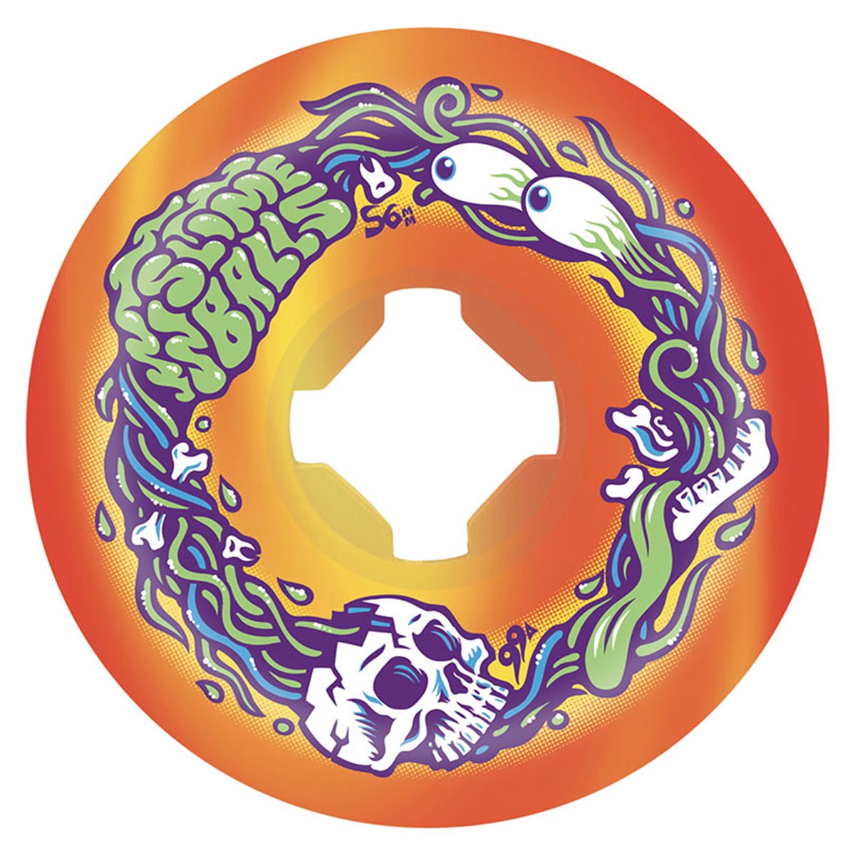 Slime Balls Brains Speed Balls Orange/Yellow Swirl 56MM 99A Skateboard Wheels