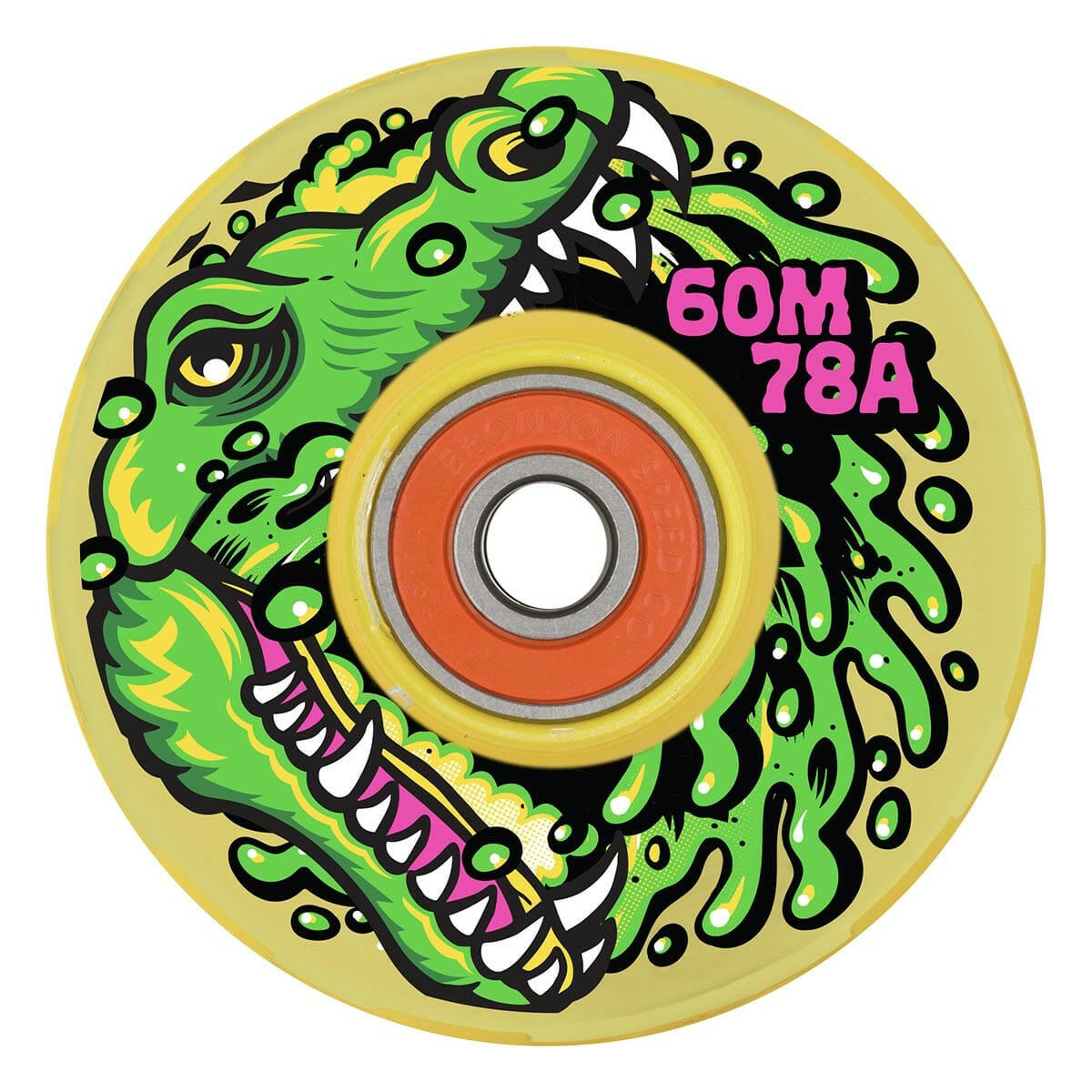 Slime Balls - Gator Swamp Spew Light Ups OG Slime Yellow 60MM 78A Skateboard Wheels.