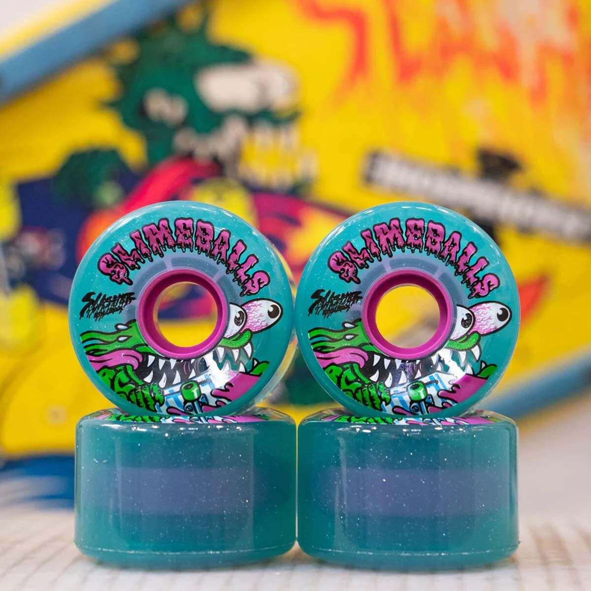 Slime Balls - Meek Slasher OG Slime Green Glitter 60MM 78A Skateboard Wheels.