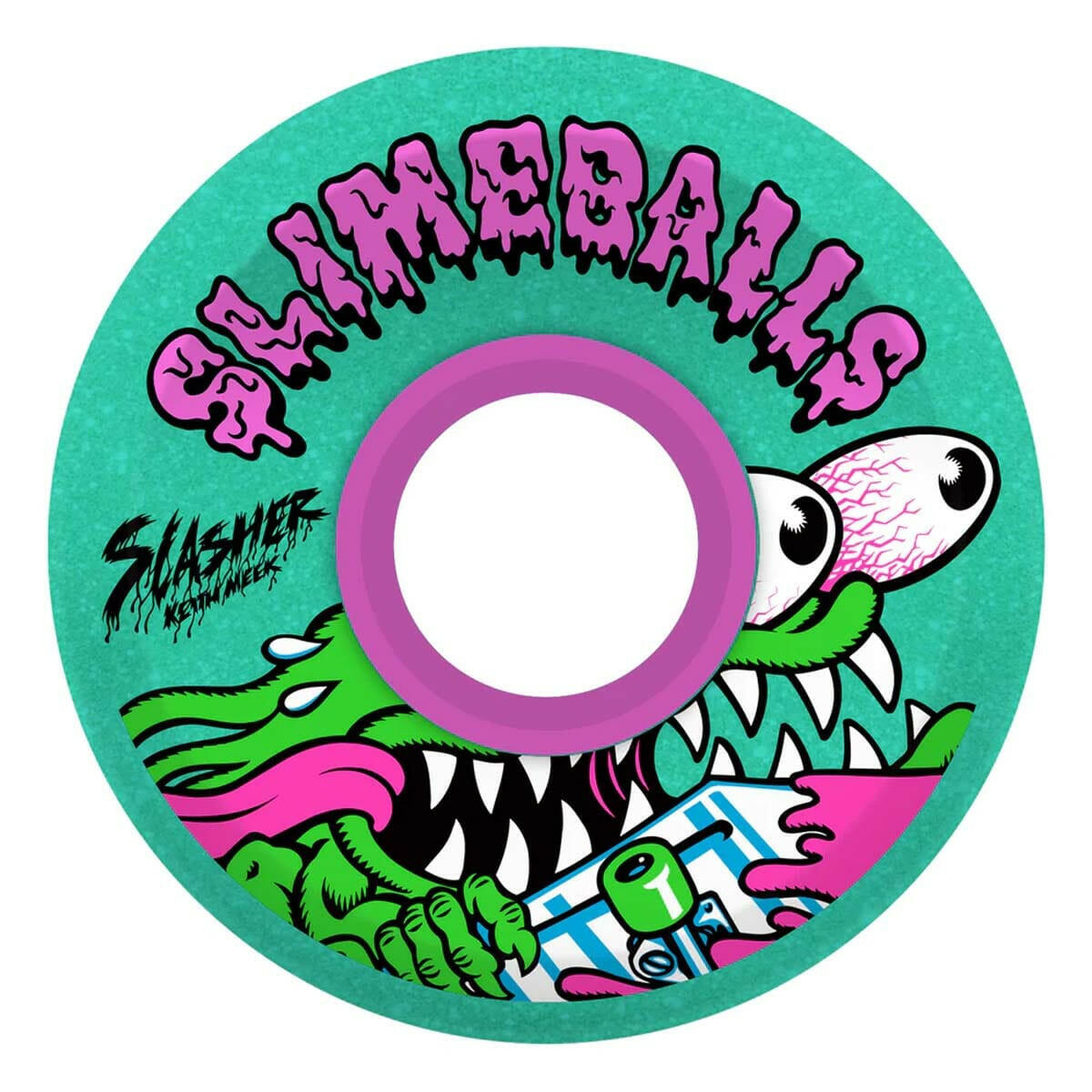 Slime Balls - Meek Slasher OG Slime Green Glitter 60MM 78A Skateboard Wheels.