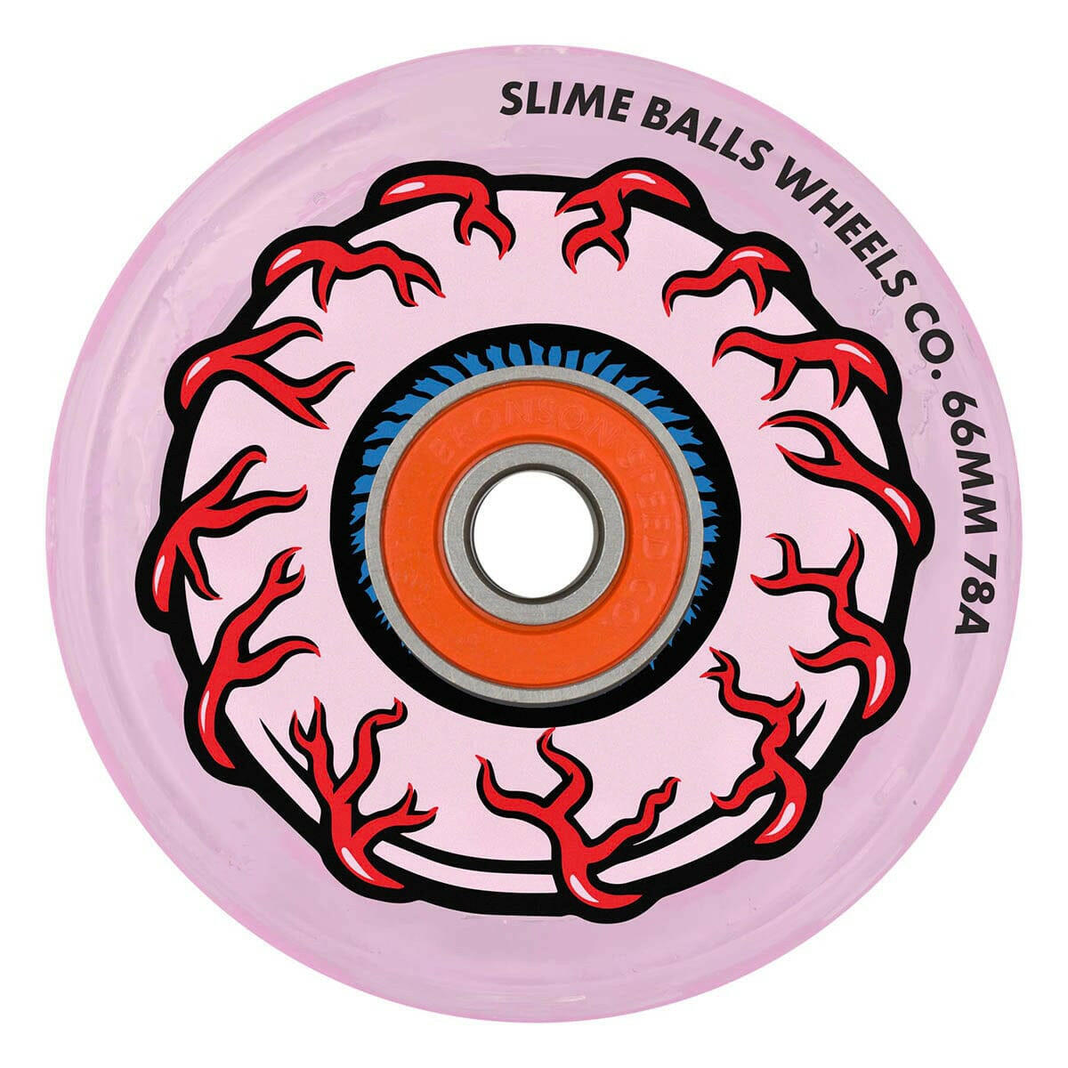 Slime Balls - Light Ups Pink Eyes 66MM 78A Skateboard Wheels.