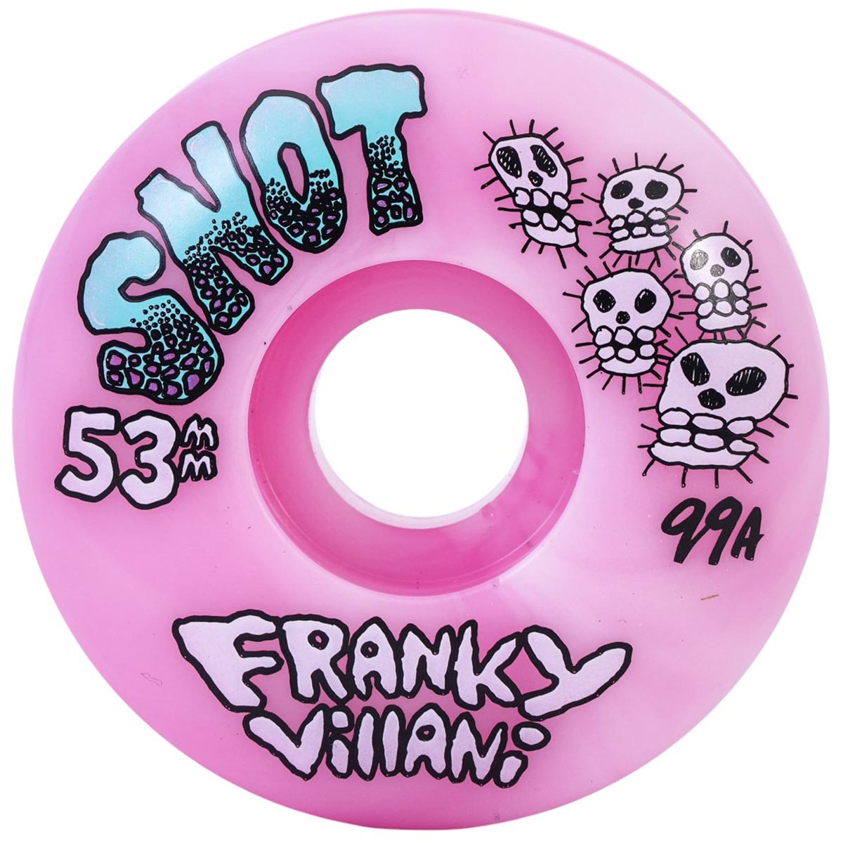 Snot Franky Villani Skulls Pink Swirl 53MM 99A Skateboard Wheels
