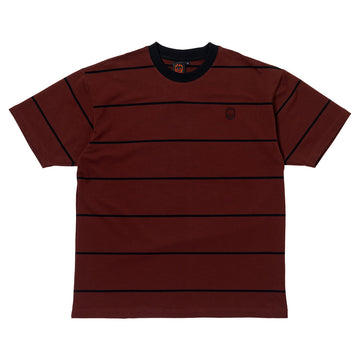Spitfire Bighead Emb Stripe Tee Burgundy/Black Front