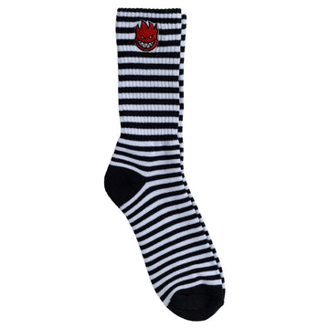 Spitfire - Bighead Fill Emb Stripe Socks Black/White.
