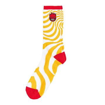 Spitfire - Bighead Fill Emb Swirl Sock White/Gold/Red.