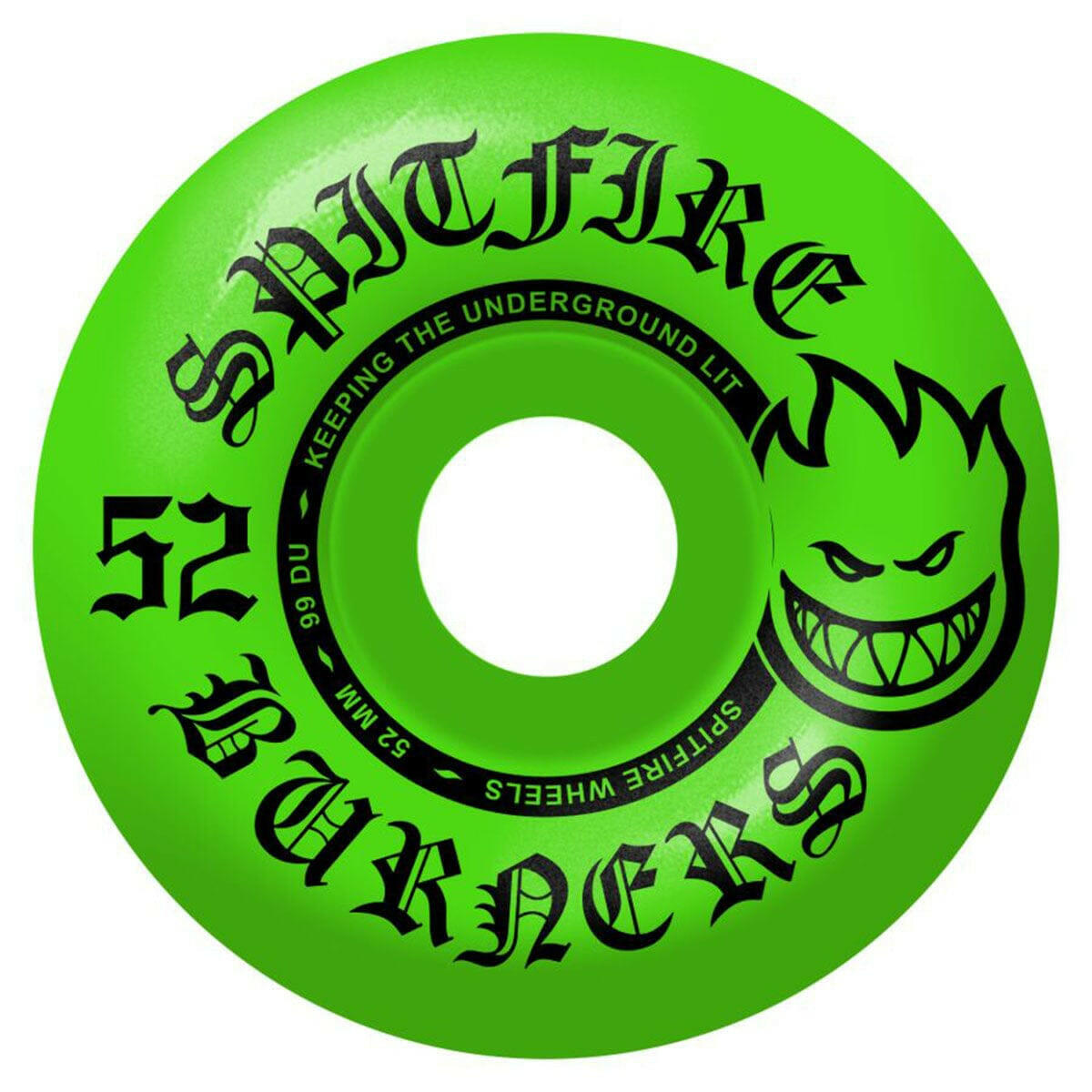 Spitfire - Burners Green 52MM 99A Skateboard Wheels.
