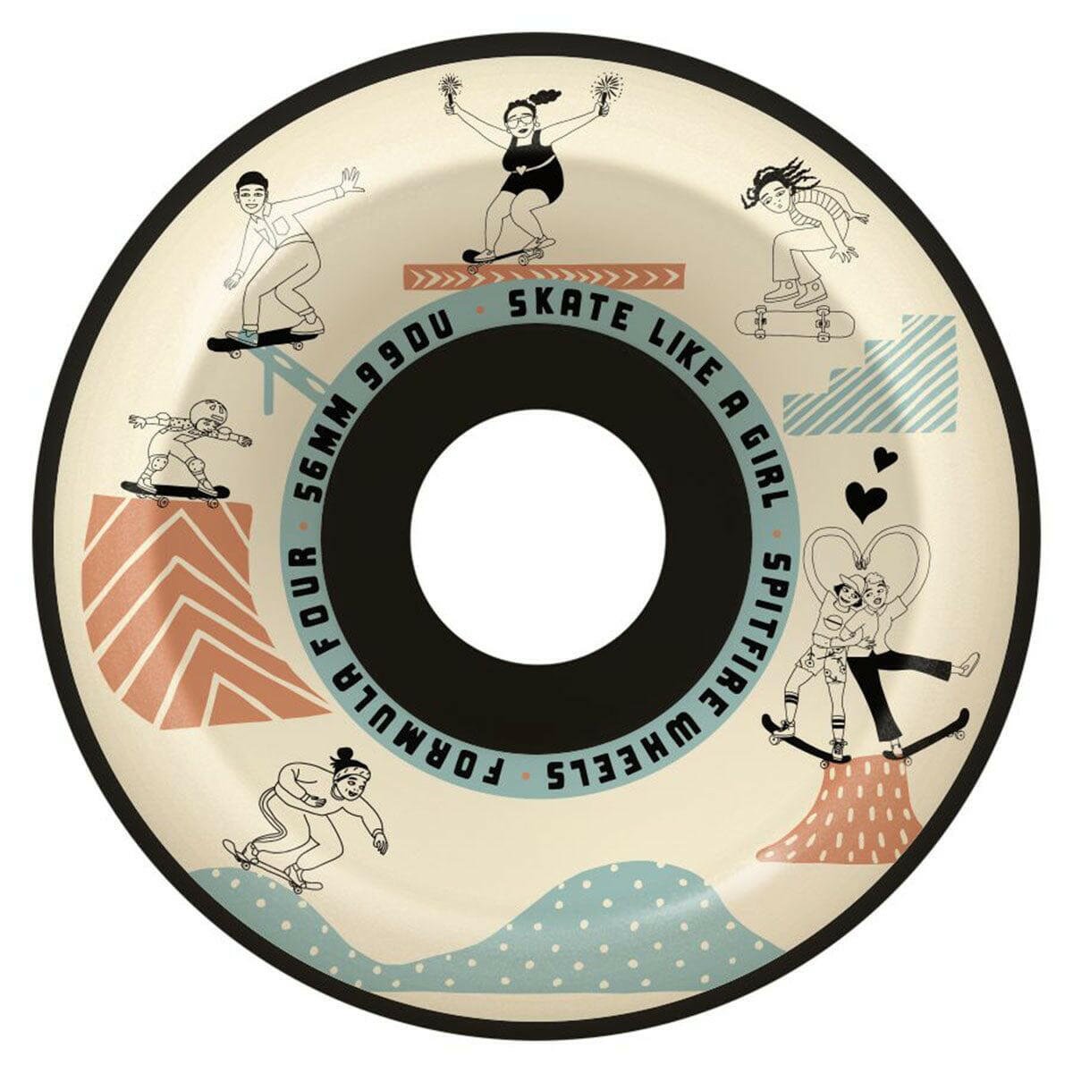 Spitfire - F4 Sessions Skate Like A Girl Conical Full 56MM 99A Skateboard Wheels.