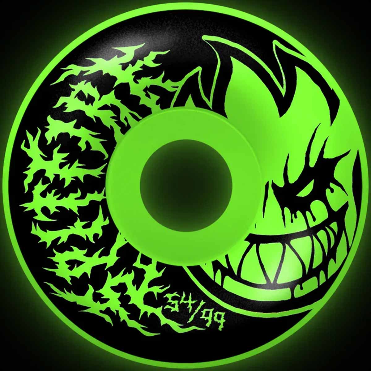 Spitfire F4 Deathmask II Glow Radial Full 54MM 99A Skateboard Wheels Glow