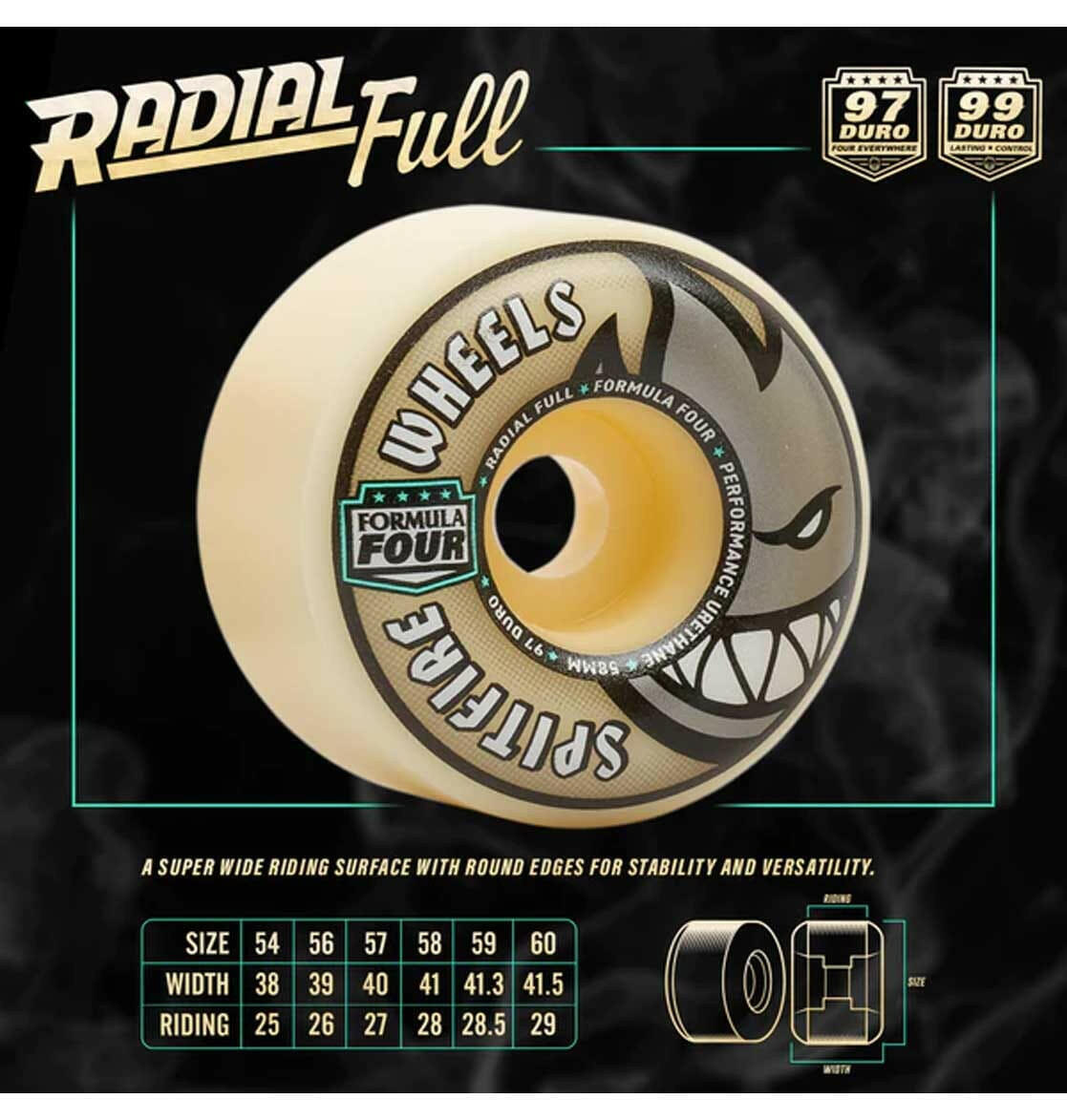 Spitfire - F4 Kader Puffs Radial Full 59MM 99A Skateboard Wheels.