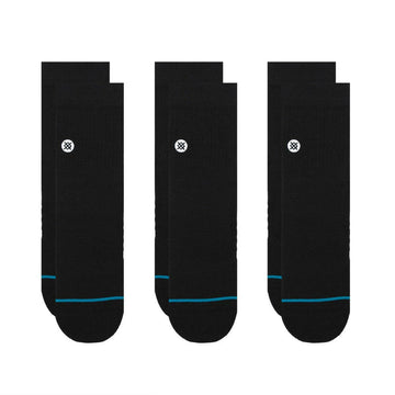 Stance Icon Quarter 3 Pack Socks Black.