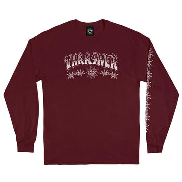 Thrasher - Barbed Wire L/S Tee Maroon.